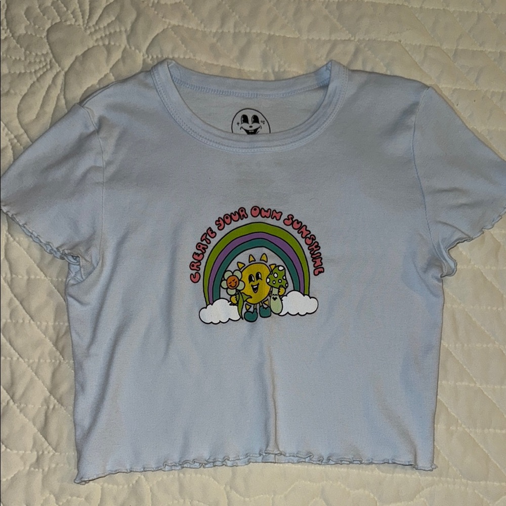 Women’s Light Blue Graphic CropTop